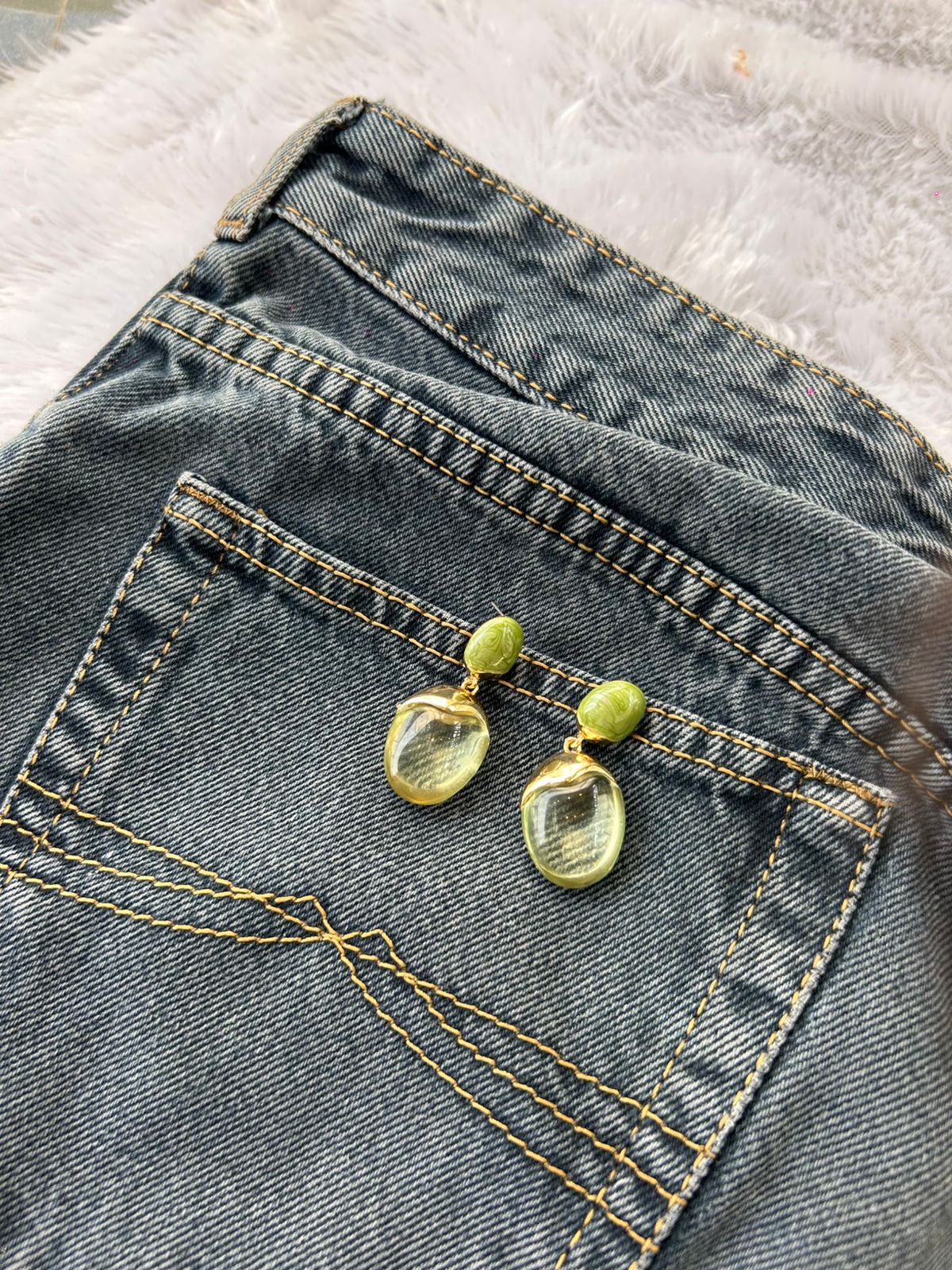 Green pop earrings