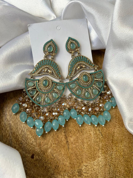 Aqua chanbaliya earrings