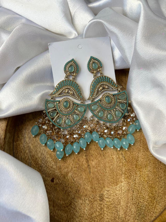 Aqua chanbaliya earrings