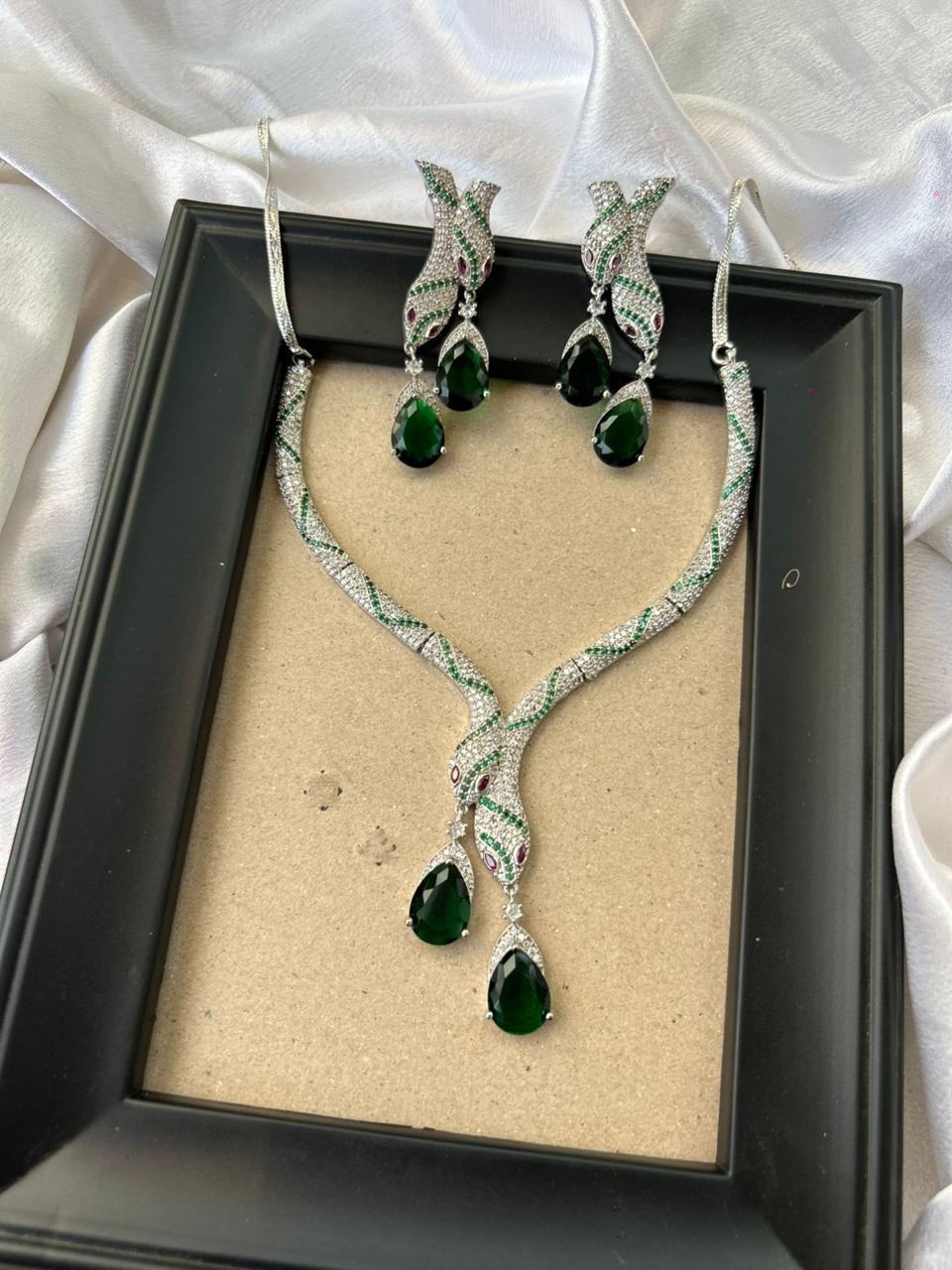 Emerald Serpent AD Necklace