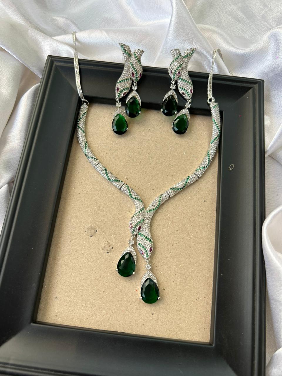 Emerald Serpent AD Necklace