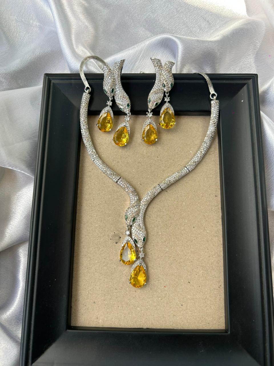 Golden Serpent AD Necklace