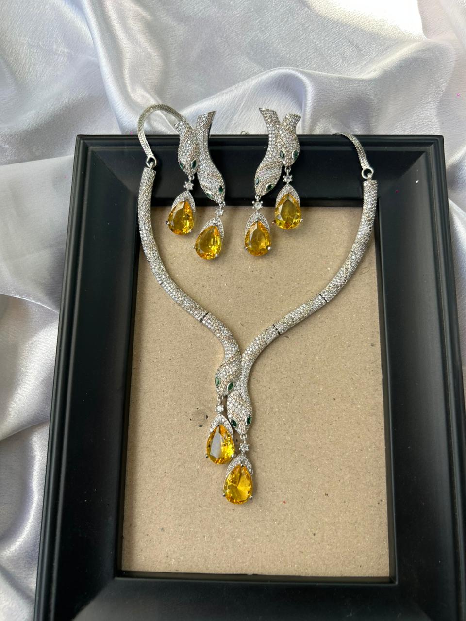 Golden Serpent AD Necklace
