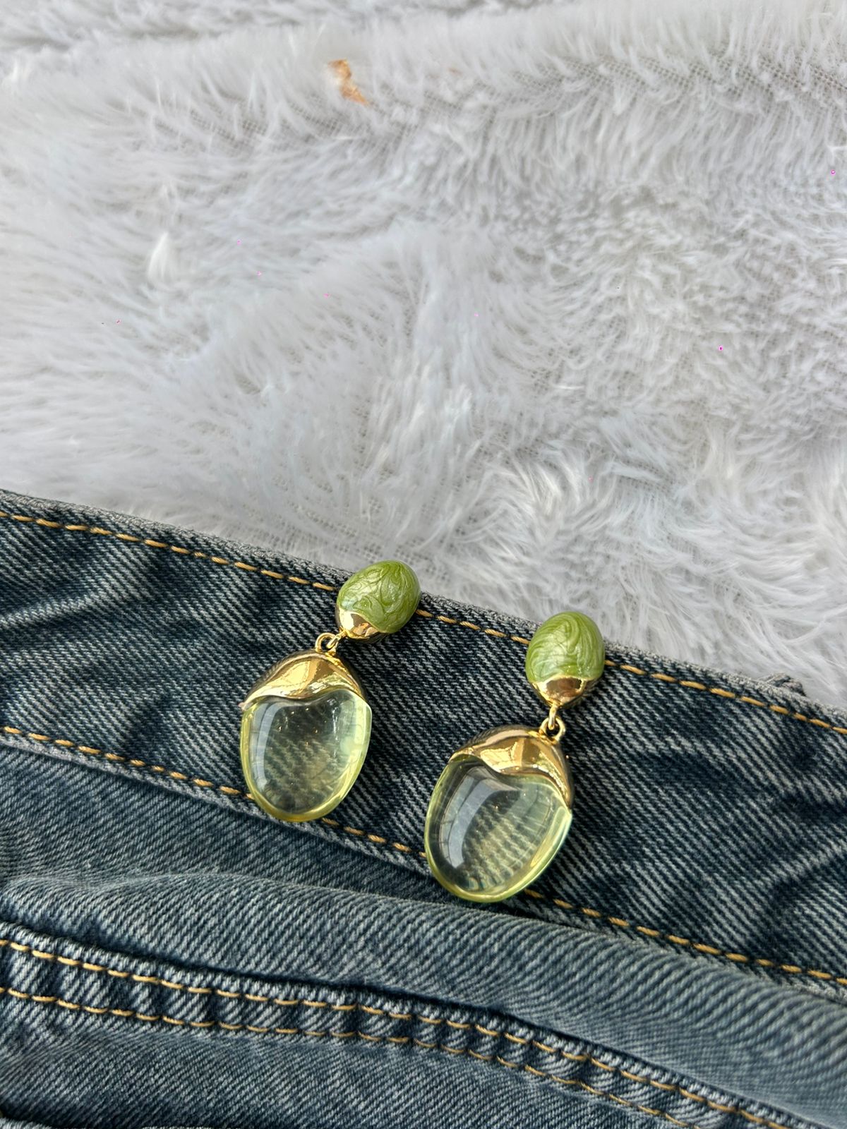 Green pop earrings